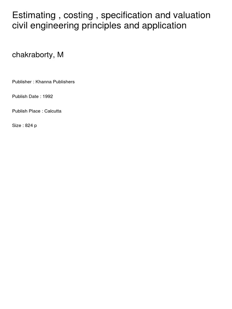 Estimating and Costing in Civil Engineering | PDF