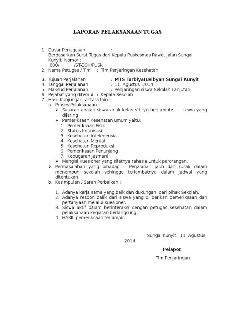 Contoh Laporan Singkat Kegiatan Sekolah Audit Kinerja