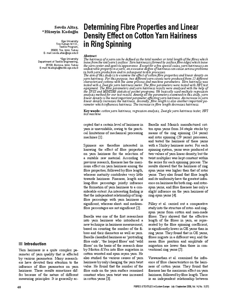 Hairiness I PDF PDF Spinning (Textiles) Yarn