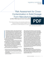 Risk Assessment For Cross-Contamination in Solid Dosage Form Manufacturing Facilities