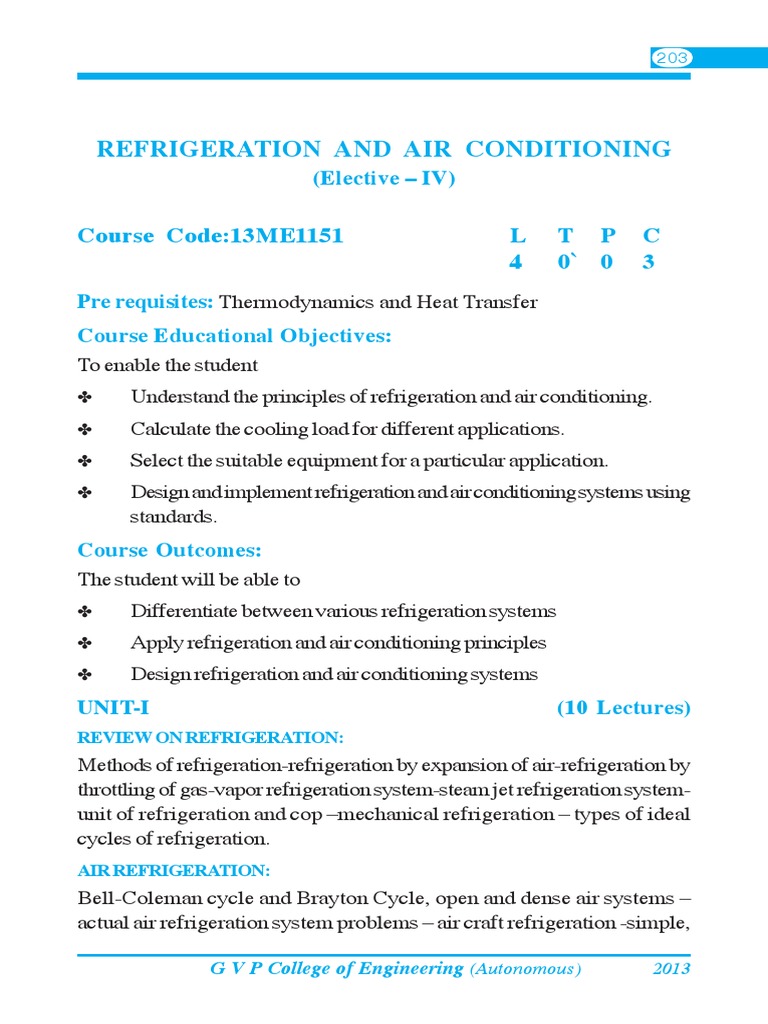 Refrideration & Air Conditioning Book Content PDF Air Conditioning