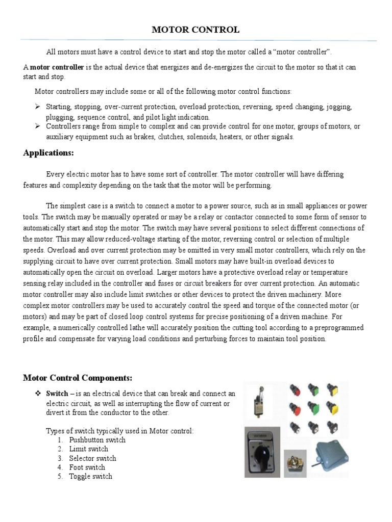 Motor Control Fundamentals PDF Relay Switch