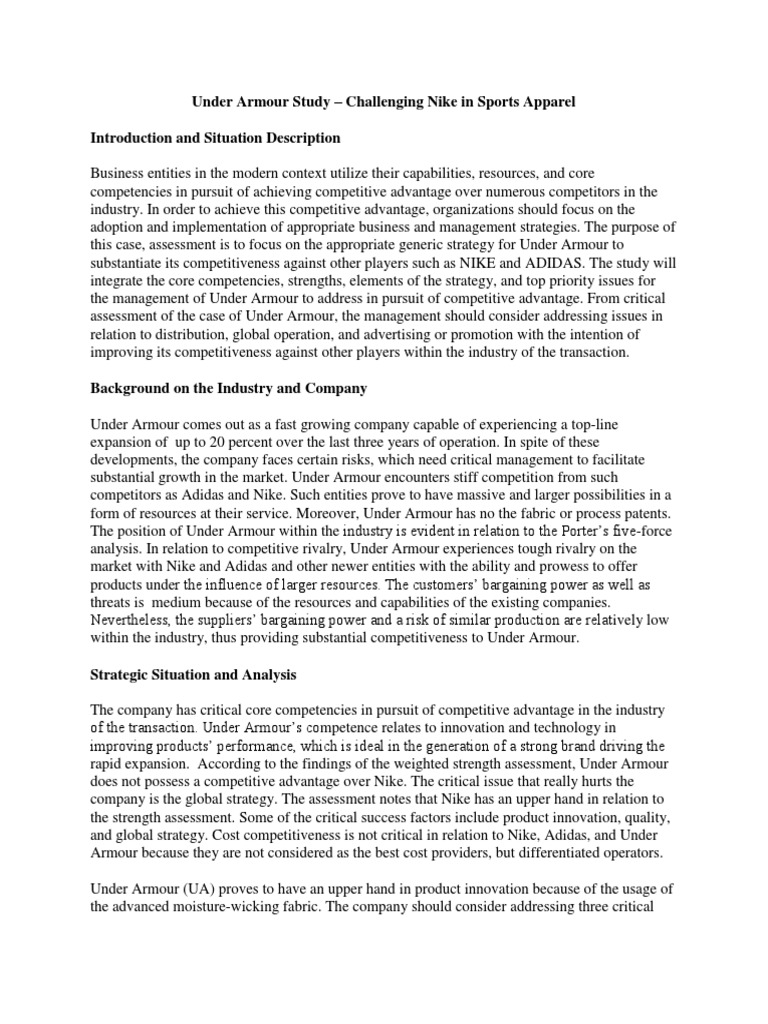 Swot analysis under armour 2016 image