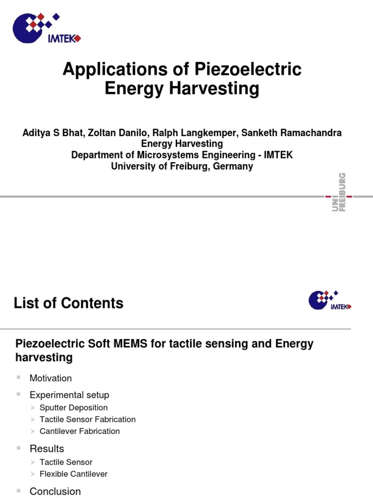 Applications of Piezoelectric Energy Harvesting | PDF | Energy ...