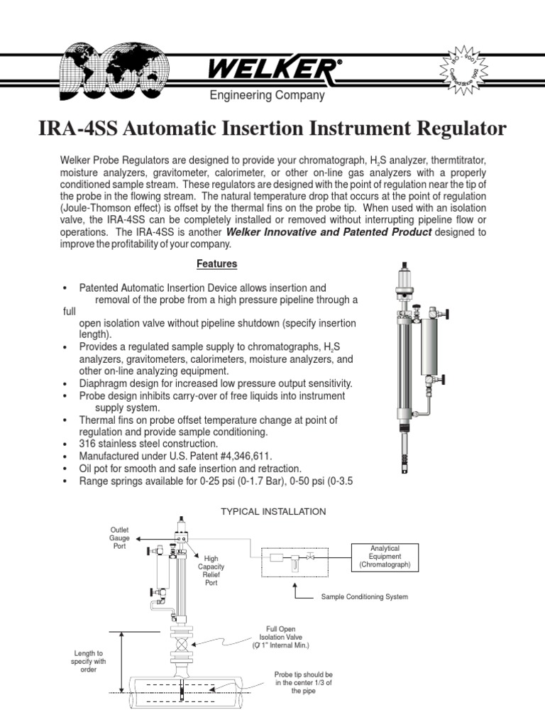 IRA-4SS Automatic Insertion Instrument Regulator: Engineering Company