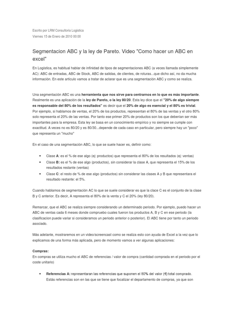 Segmentación ABC en Logística | PDF | Science | Tecnología (general)