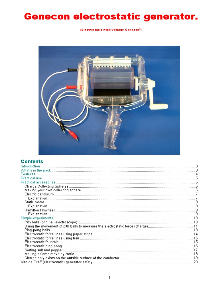 Electrostatic Generator | PDF | Electrostatics | Electric Charge