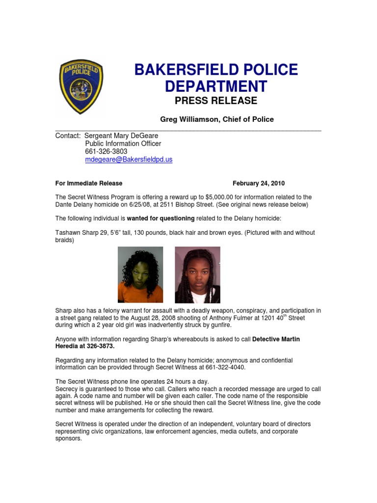 Bakersfield Police Department PDF Police Detective