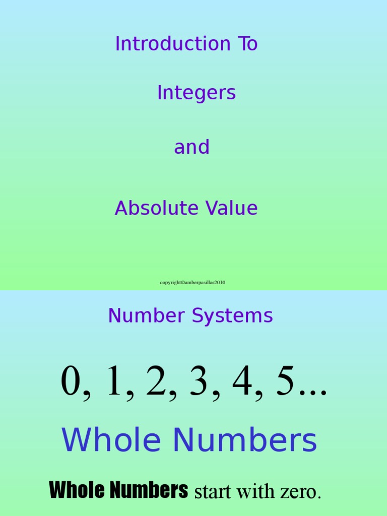 Integers absolute value introduction pptx numbers integer