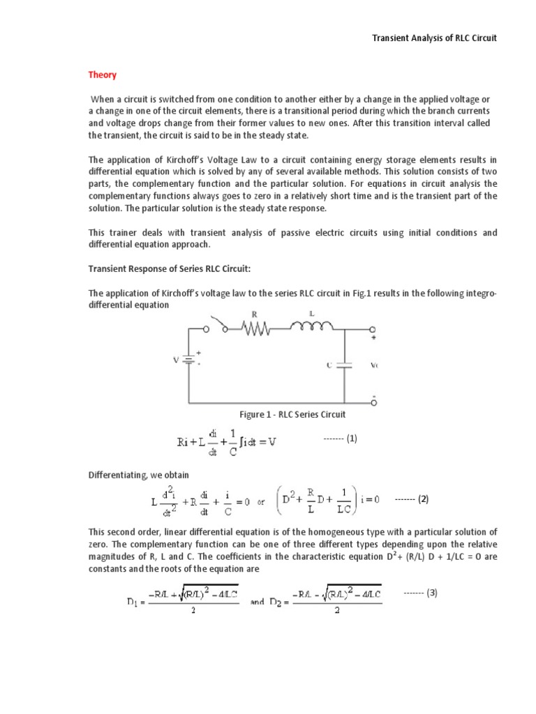 RLC Transient | PDF | Electrical Network | Electronic Engineering