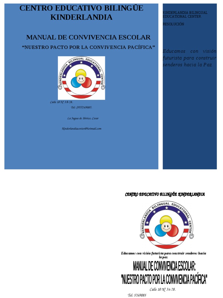 Manual de Convivencia Escolar Kinderlandia | PDF | Educación de la ...