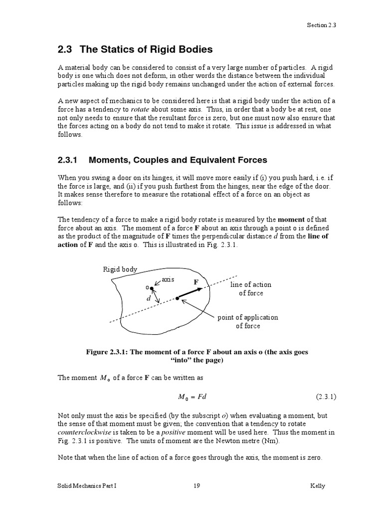 Statics of Rigid Bodies Explained | PDF | Rotation Around A Fixed Axis ...