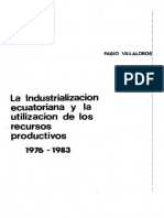 La Industrialización Ecuatoriana y La Utilización de Los Recursos Productivos 1976 - 1983