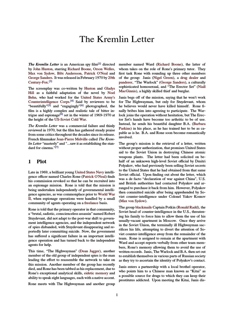 Kremlin intelligence overview