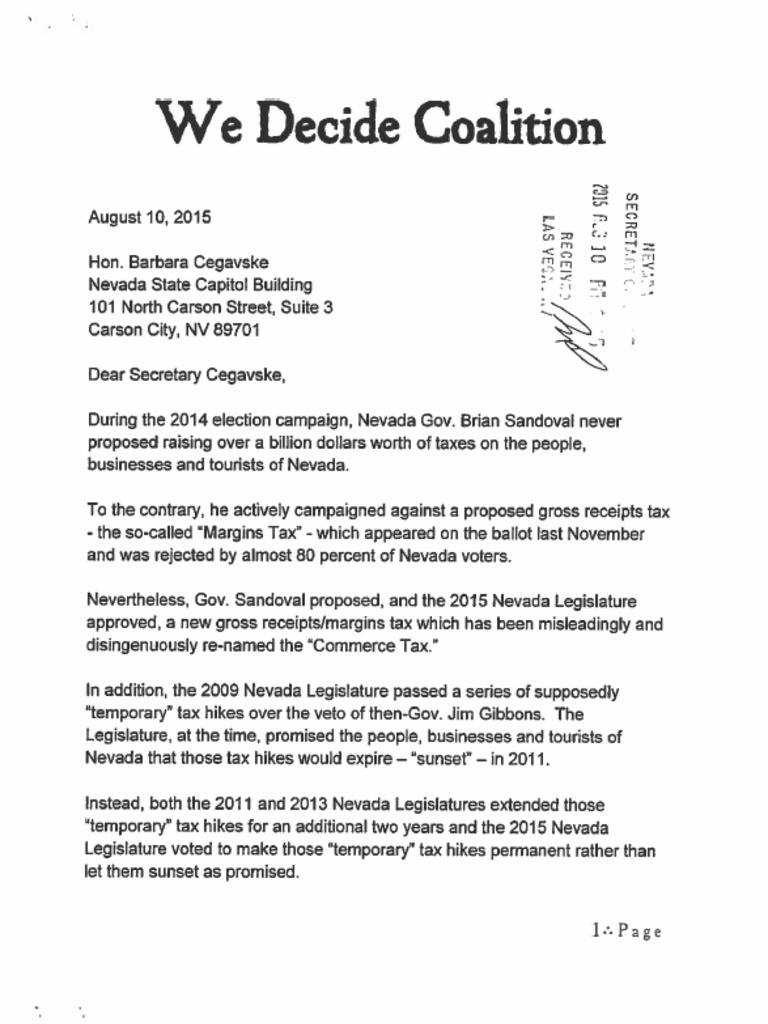 2015 08 10.we Decide Coalition Referendum Petition - Cover Letter | PDF
