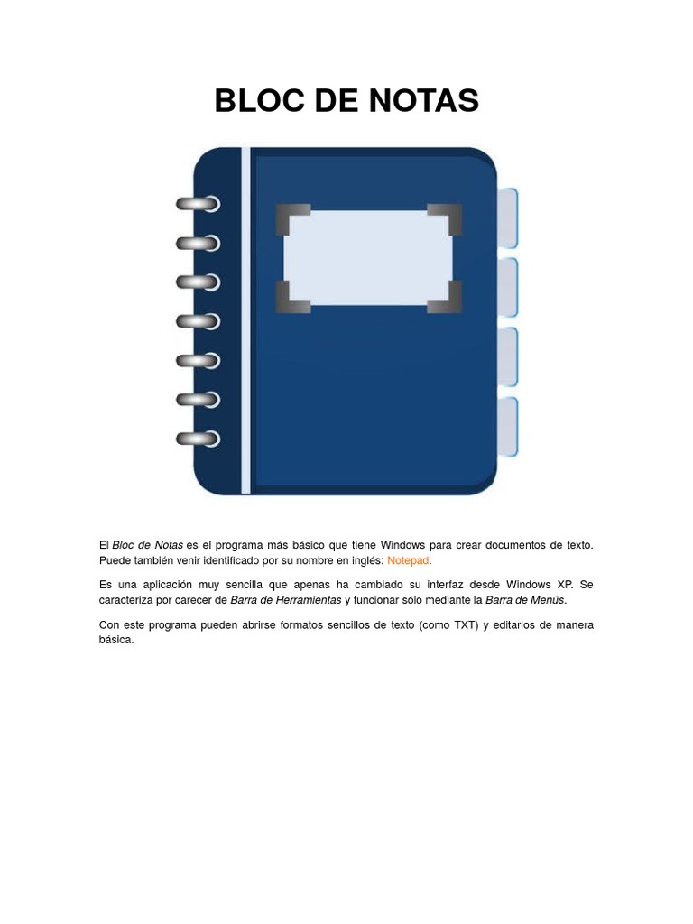 BLOC DE NOTAS Tutorial | PDF | Point and Click | Ventana (informática)