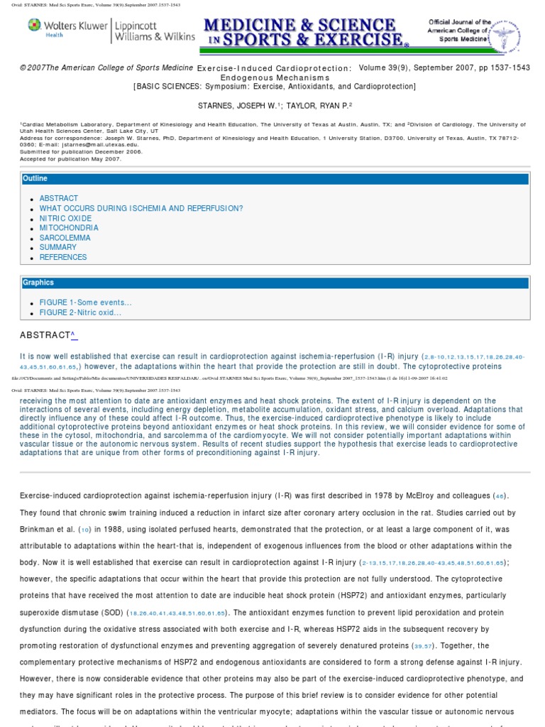 Exercise-Induced Cardioprotection Mechanisms | PDF | Mitochondrion ...