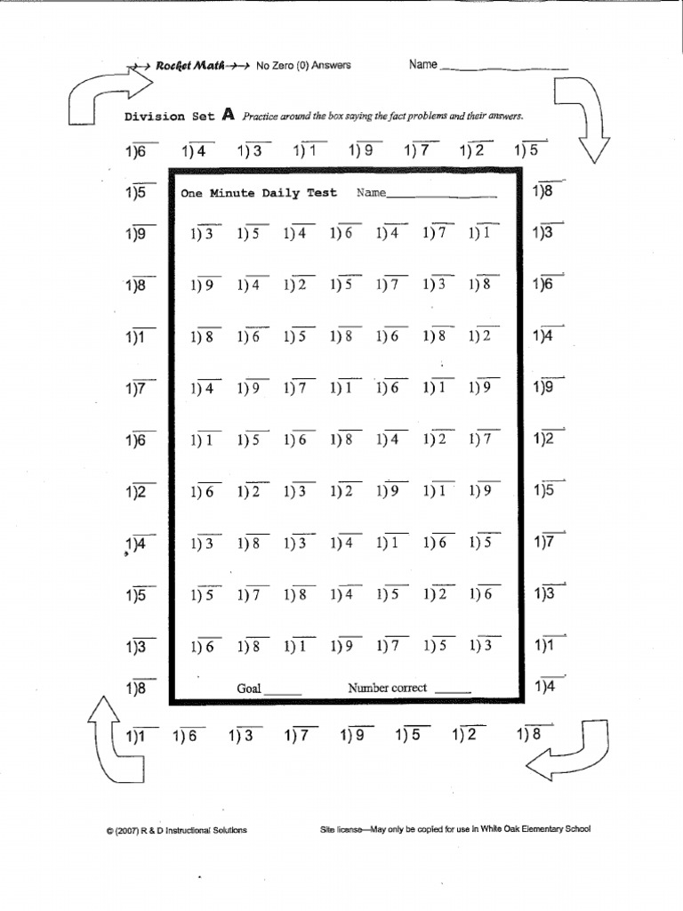 Rocket Math Division | PDF
