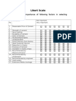 Likert Scale For Choosing Cement