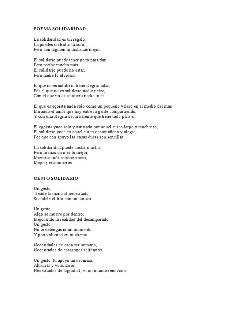 Poema sobre la Solidaridad Humana | PDF