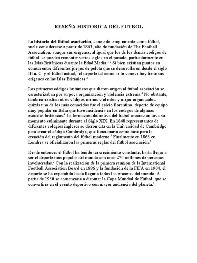Reseña Historica Del Futbol Asociación de Futbol Deportes
