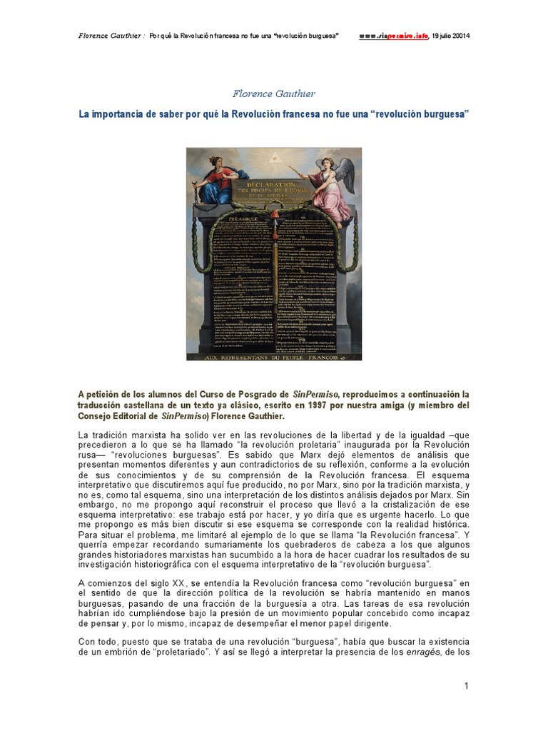Gauthier Florence La Importancia de Saber Por Qué La Revolución