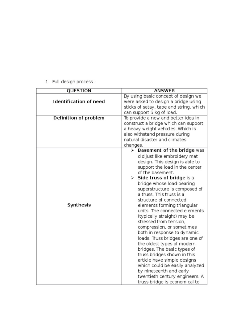 Bridge Design Process and Analysis Guide | PDF | Art