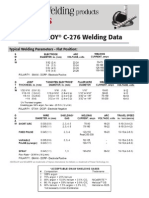 Hastelloy C-276 Welding Data: Typical Welding Parameters - Flat Position