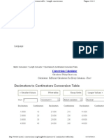 Decimeters To Centimeters Convertion Chart