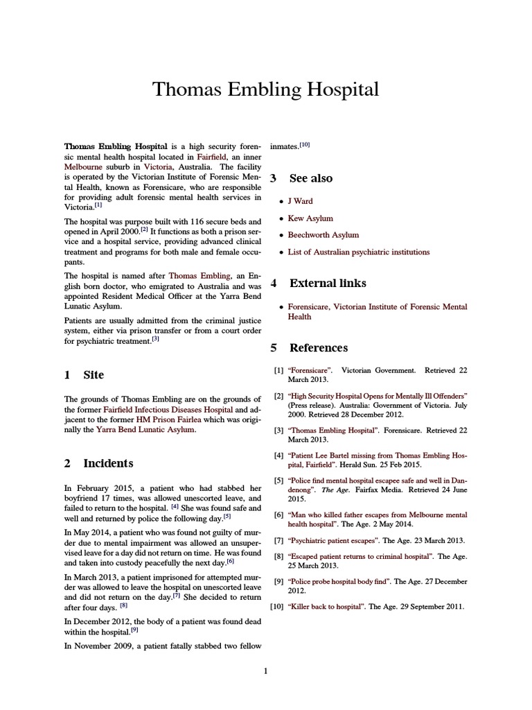 Thomas Embling Hospital | PDF | Psychiatric Hospital | Positive Psychology