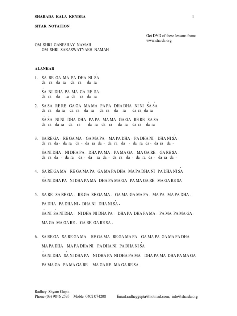 Sitar Notation 1 Pdf