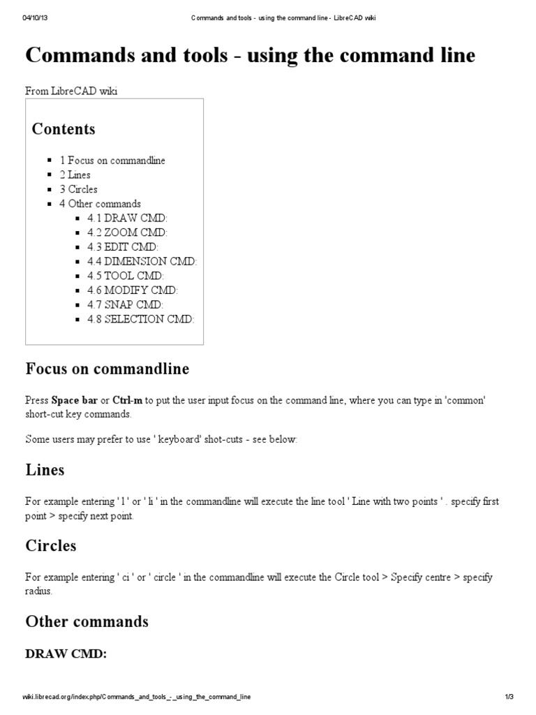 LibreCAD Command Line Tools Guide | PDF | Command Line Interface ...