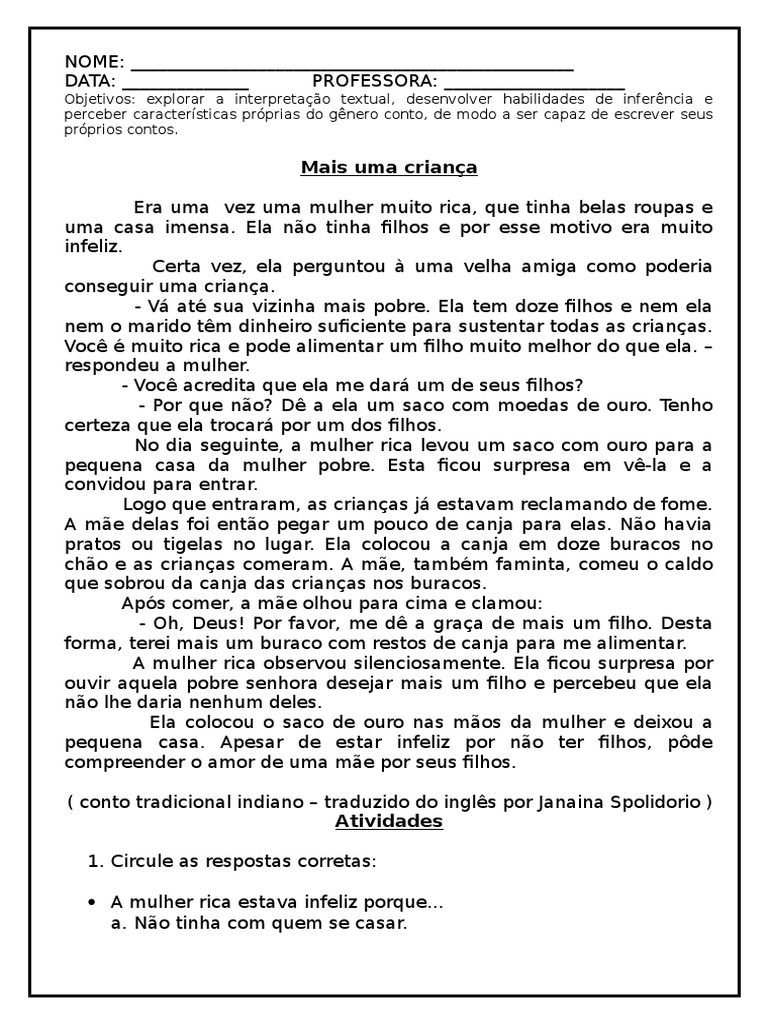 Texto Para O 5 Ano Com Interpretao E Gabarito Atividades De História