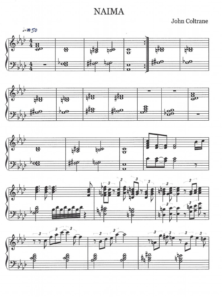 John Coltrane Naima Piano Solo By Wynton Kelly Musical Compositions African American Music