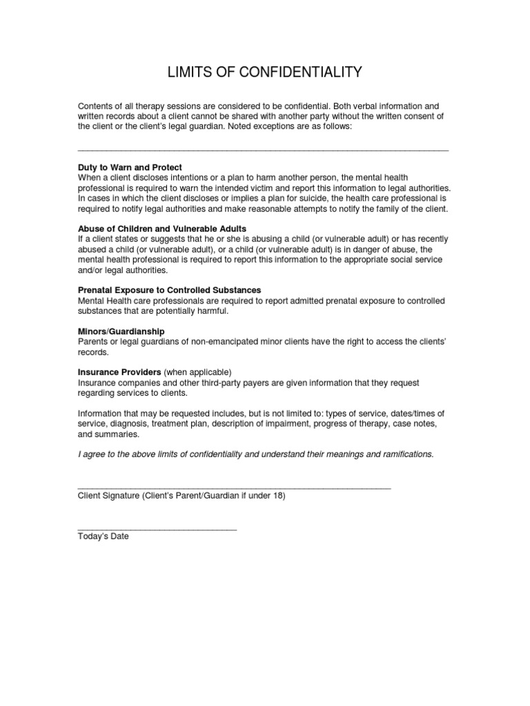 Limits of Confidentiality Duty To Warn and Protect PDF