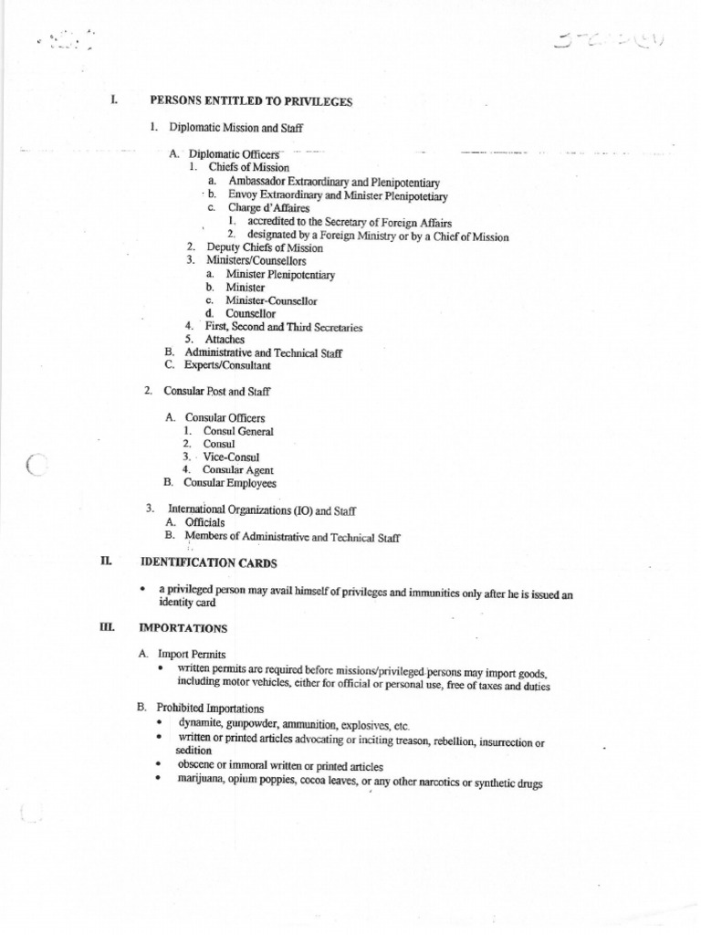 DFA 1997 Manual On Immunities and Privileges Excerpts | PDF