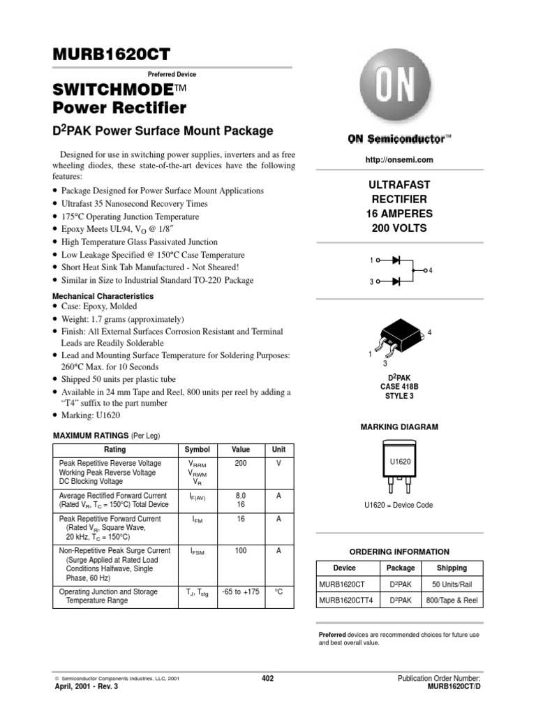 Datasheet U16 Rectifier Amplifier