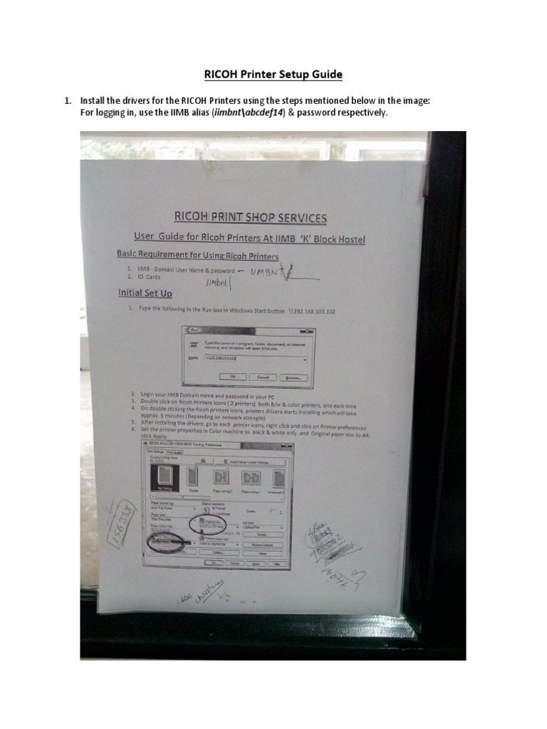 RICOH Printer Setup Guide | PDF