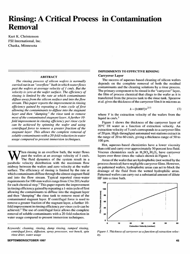 Rinsing - A Critical Process in Contamination Removal | PDF | Diffusion ...