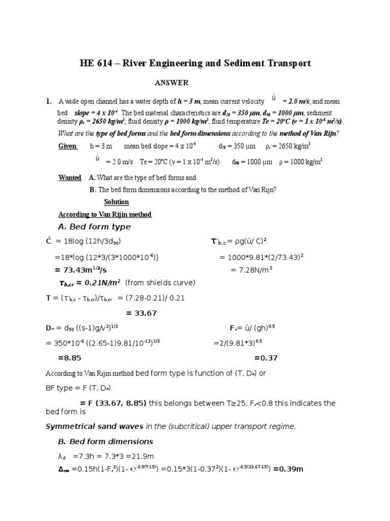 Bed Form Analysis in River Engineering | PDF | Physics | Applied And ...