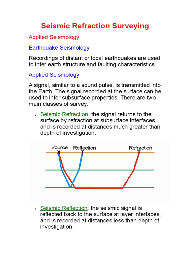 Seismic Refraction Surveying | PDF | Reflection Seismology | Waves