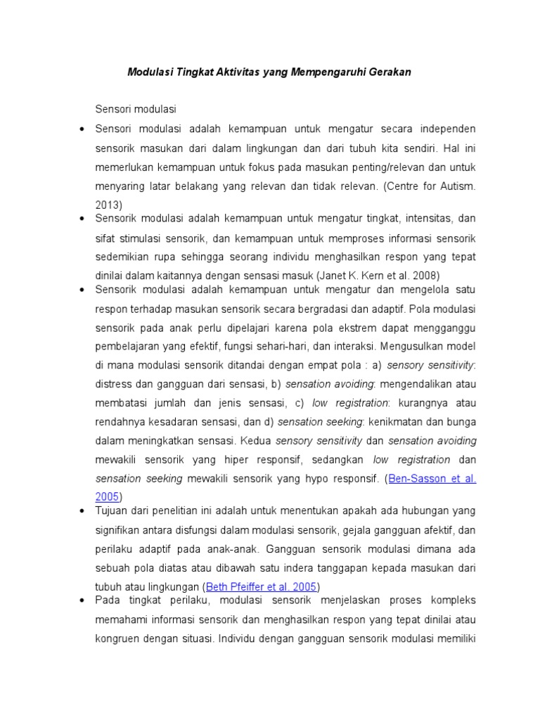 Gangguan dan Pola Modulasi Sensorik | PDF | Pengembangan Diri ...