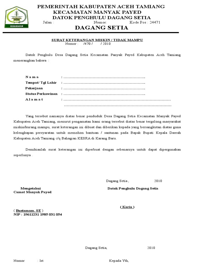 Kop Surat Dinas Pendidikan Aceh Tamiang Contoh Kop Surat