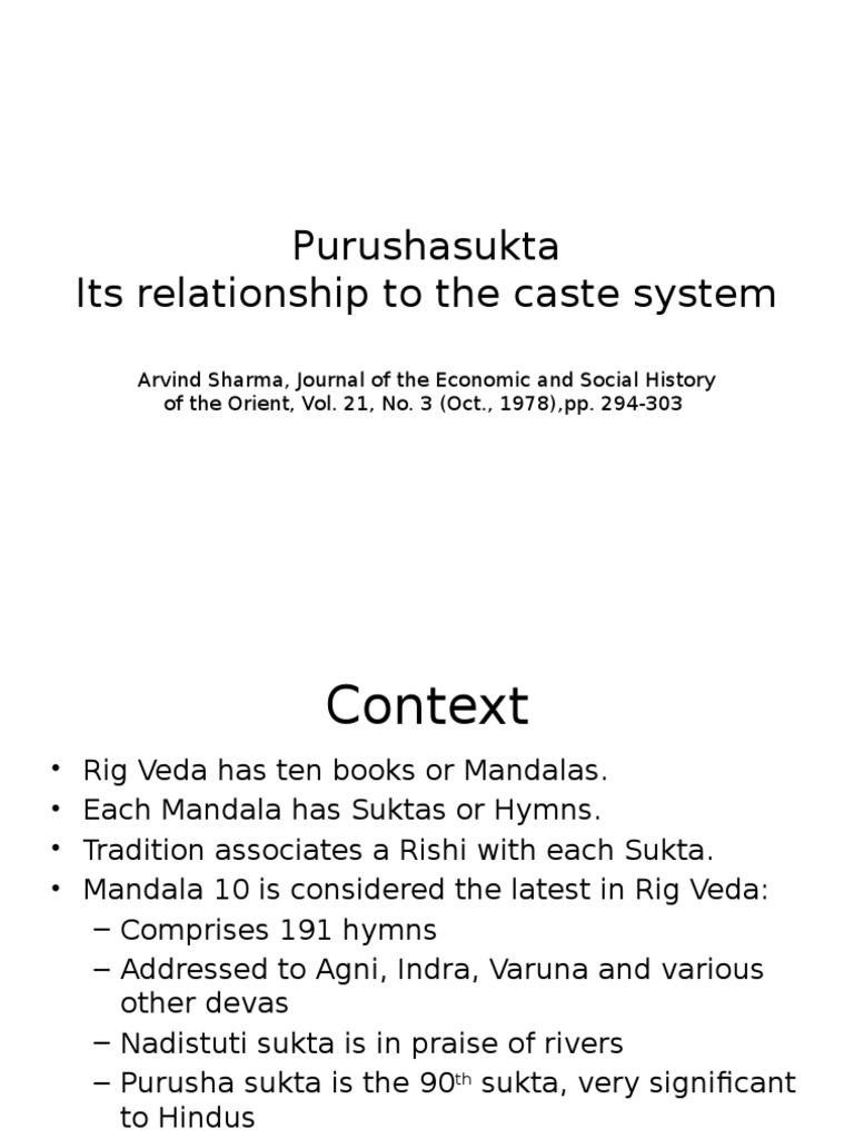 Purusha Sukta and the Caste System | PDF | Vedas | Hindu Literature
