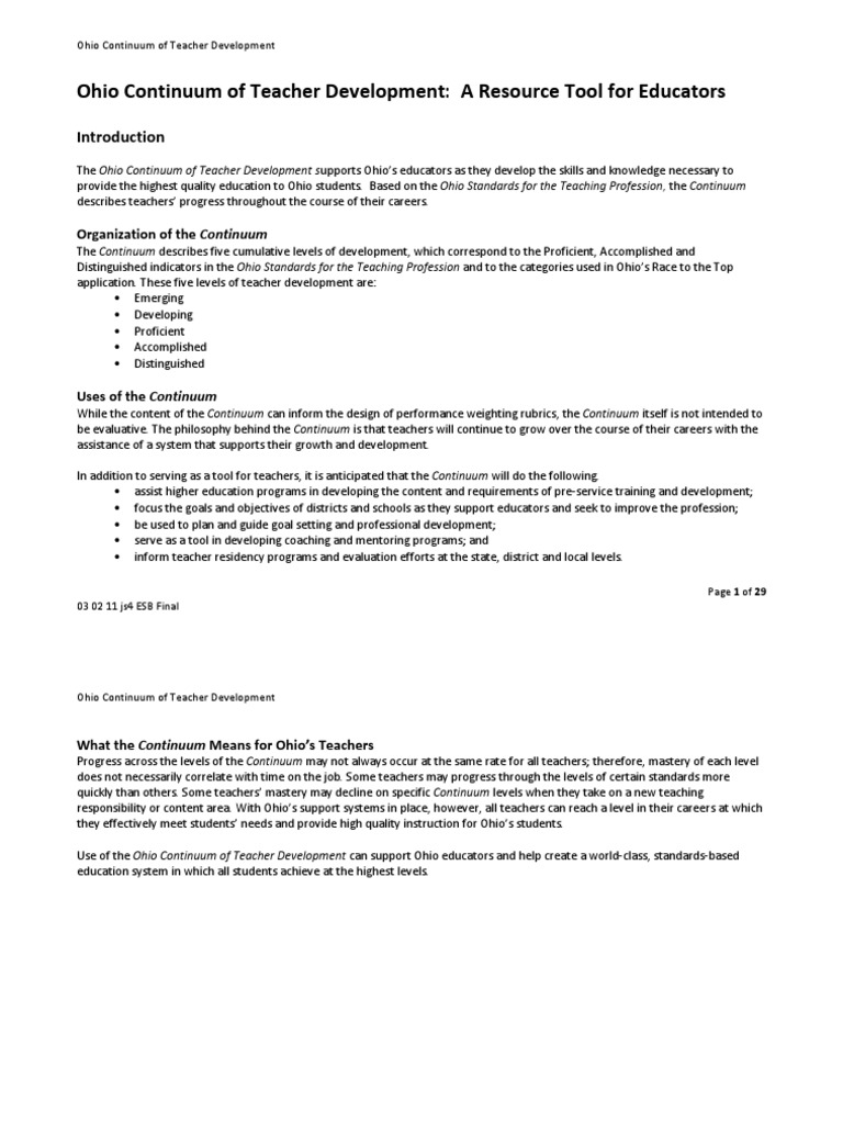 Continuum of Teacher Development | Download Free PDF | Educational ...