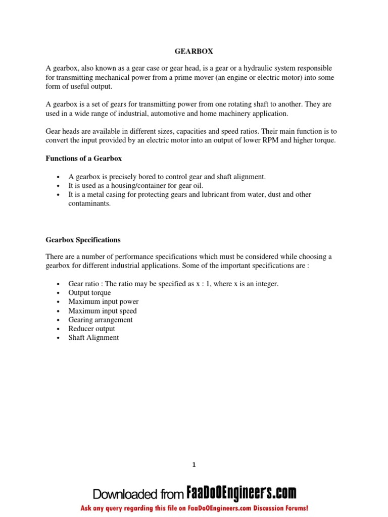 Gear Box Report | Transmission (Mechanics) | Gear