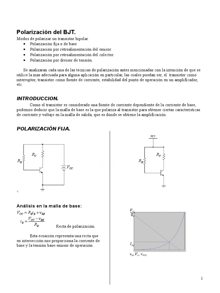 Polarizacion BJT PDF Transistor de unión bipolar Transistor