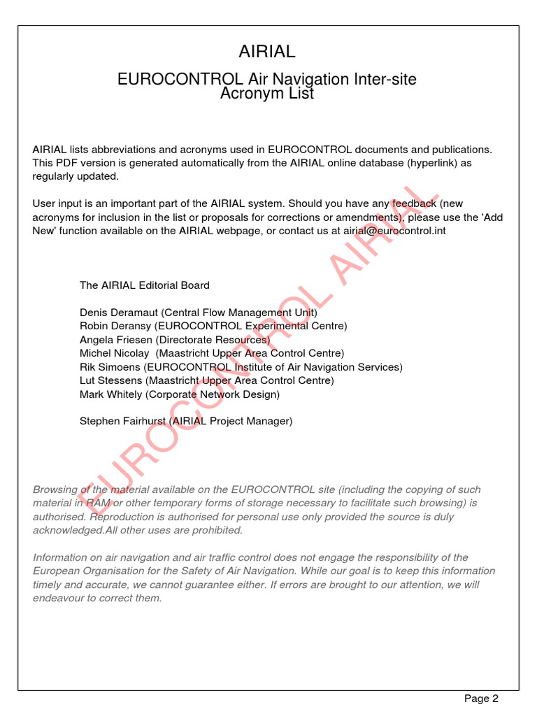 Acronym List | PDF | Air Traffic Control | Airport