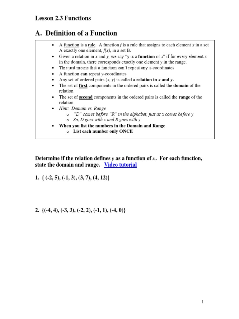 Understanding Functions: Domain and Range | PDF | Function (Mathematics ...