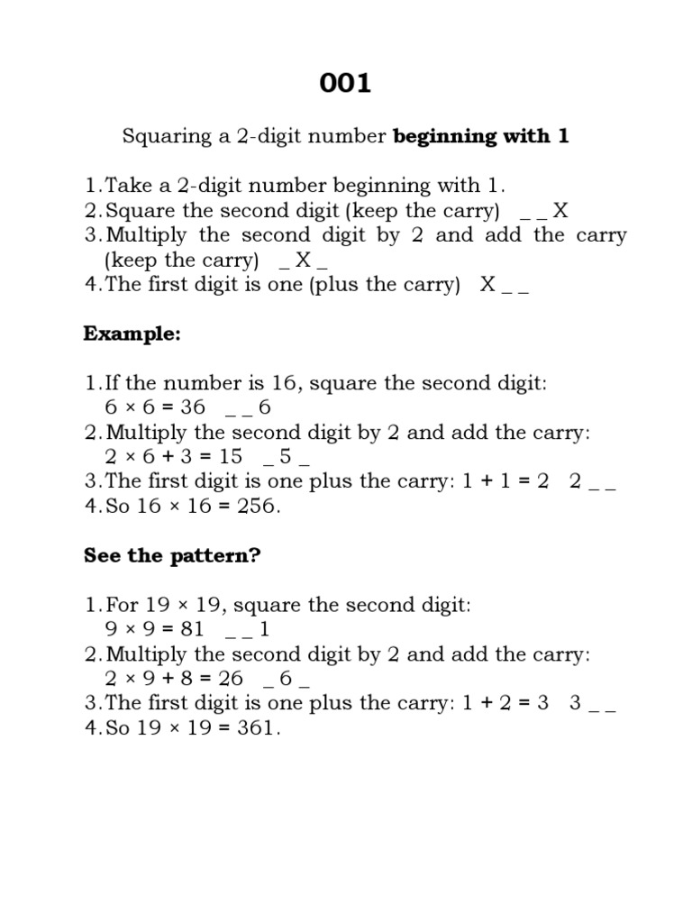 1 - BEATCALC - Squaring Numbers PDF | PDF